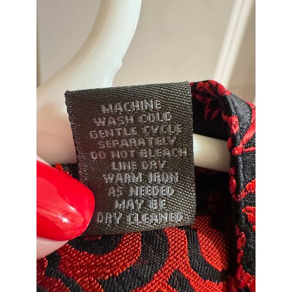 Chico's Additions Red Black Design Textured Button Up Jacket Sz 3 (XL) - Picture 5 of 8